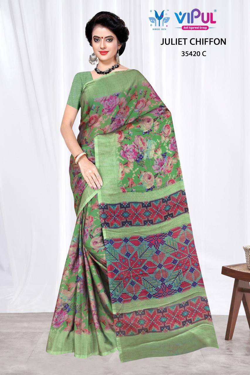 Vipul juliet chiffon d.no 35420 Bulk saree suppliers in Hyderabad